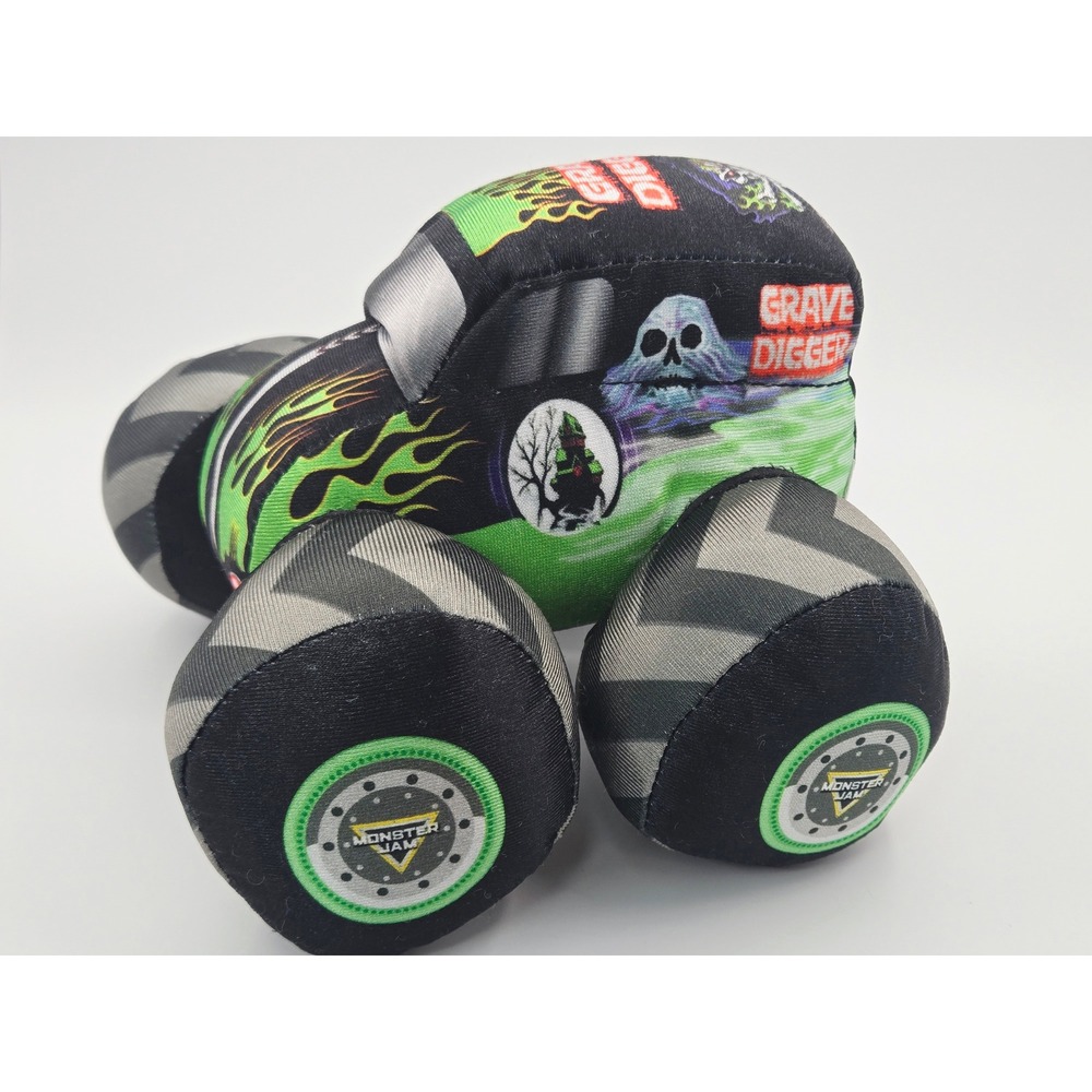Monster Jam Grave Digger Plush With Sound Stuffed Monster Truck Green Flames